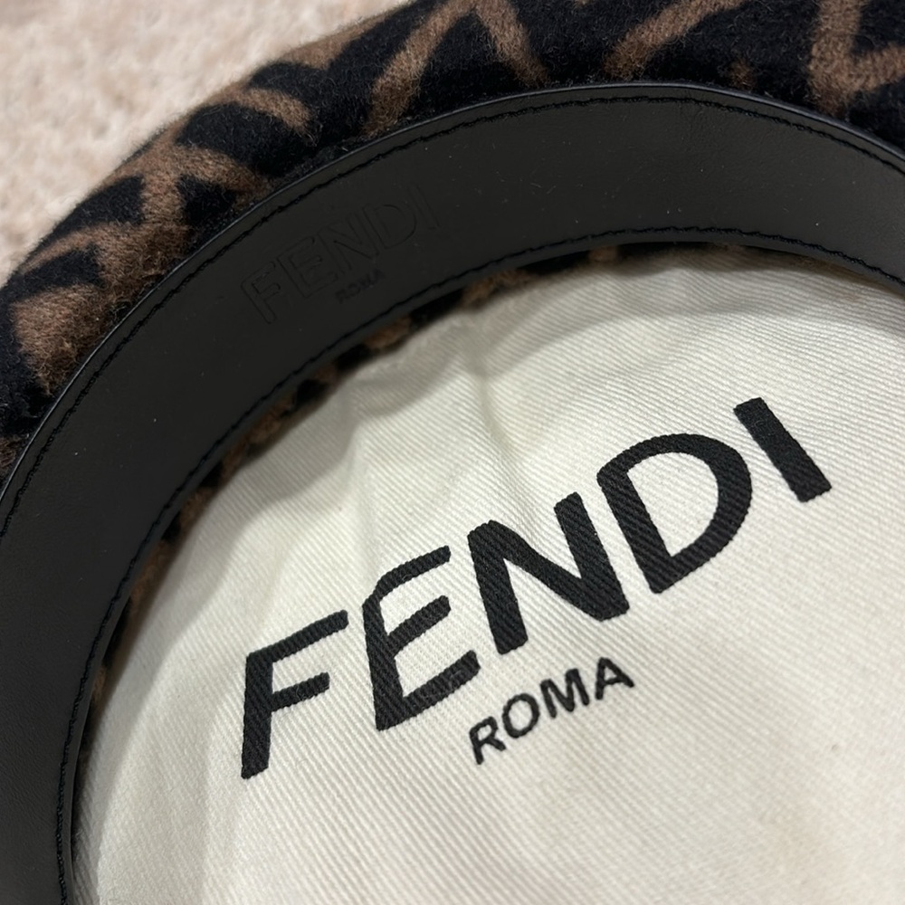 Fendi Brown and Black FF Logo Padded Headband - Picture 2 of 3